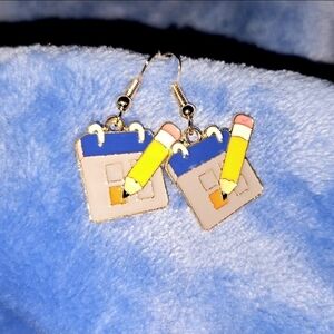 Colorful Pencil and Notebook Earrings